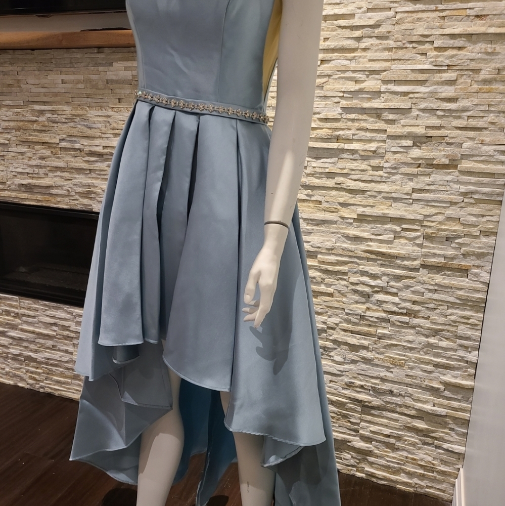 Alyce Paris High Low Cocktail Light Blue Dress. - Picture 4 of 11